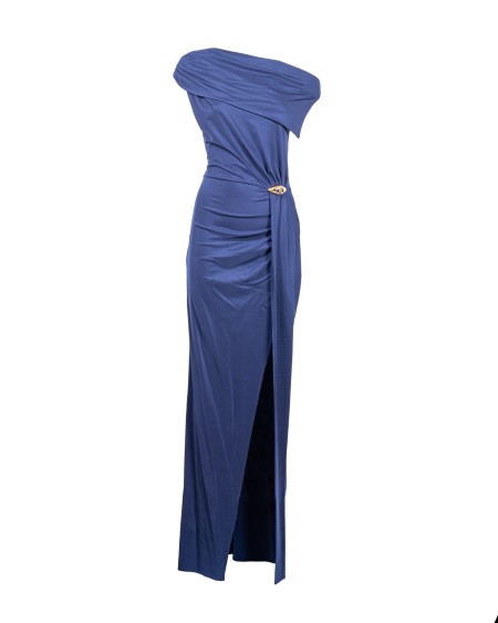 Shop ELISABETTA FRANCHI  Abito: Elisabetta Franchi abito Red Carpet asimmetrico in jersey.
Dettaglio in metallo dorato con pietra e logo.
Zip invisibile sul fianco.
Composizione: 96%Viscosa 04%Elastane.
Made in Italy.. ABR0551E2-DC8